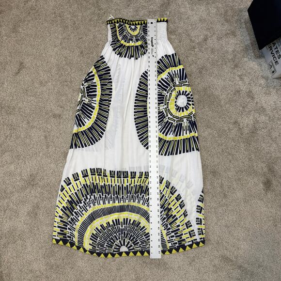 large strapless circular abstract print smocked maxi sun dress D2 2995 - Picture 5 of 10